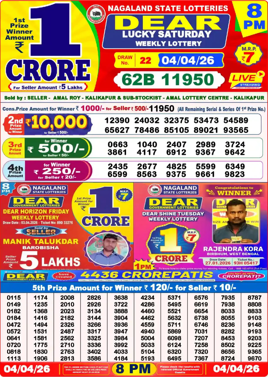 Dear Lottery 8 PM Result