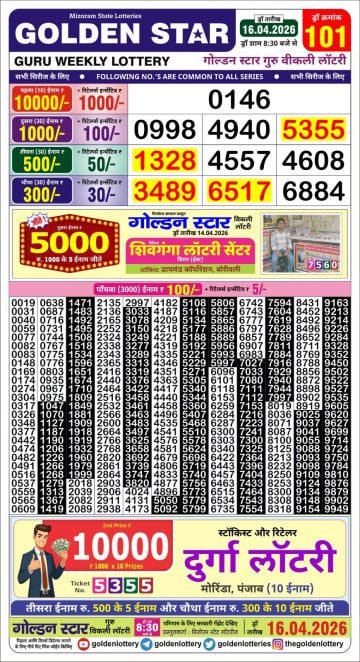 Golden-Star Weekly Lottery Result-8:30 pm