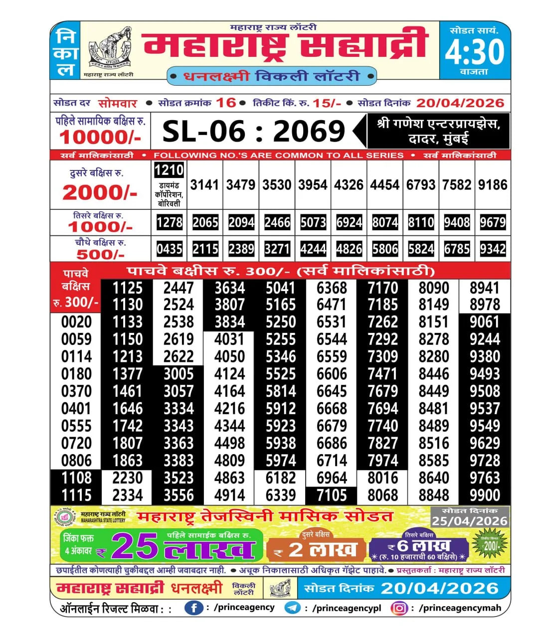 Maharashtra Sahyadri 4:30 PM Result
