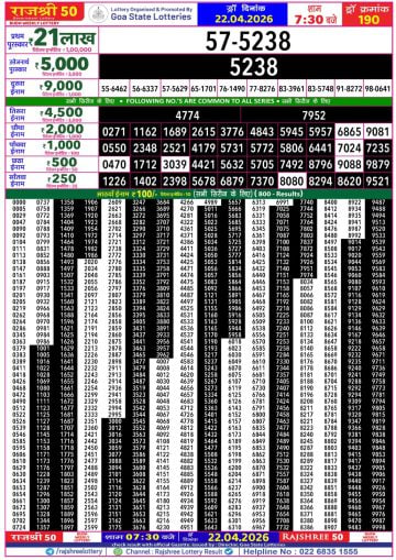 Rajshree 50 7:30 PM Result