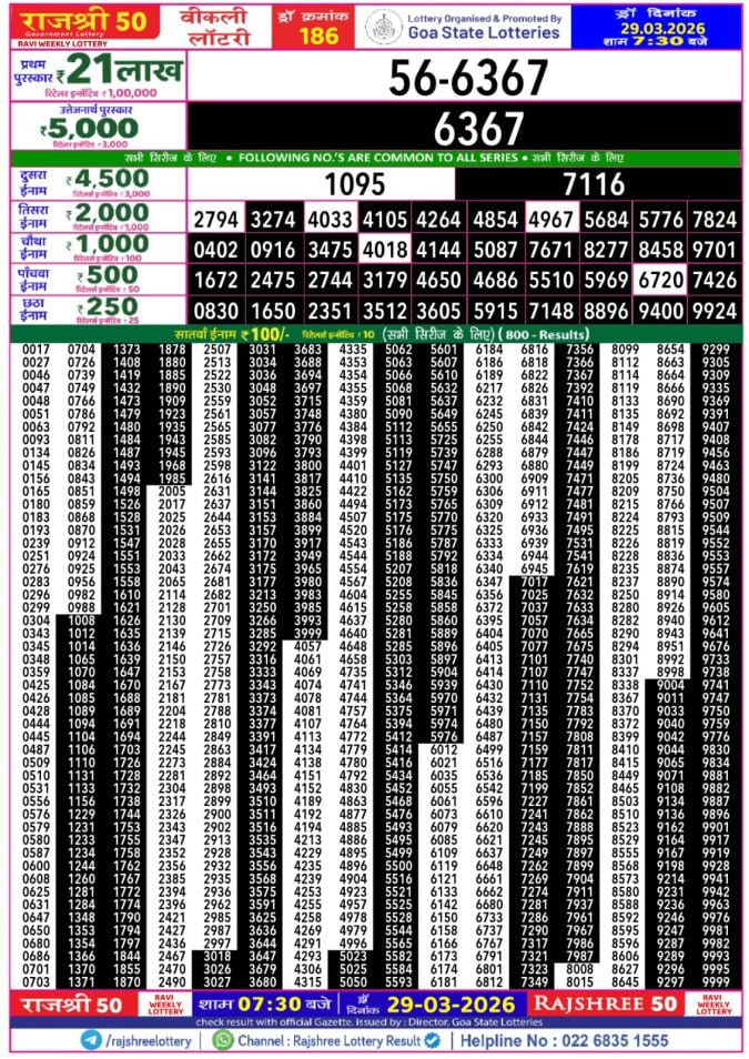 Rajshree 50 7:30 PM Result