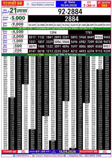 Rajshree 50 7:30 PM Result