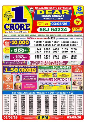 Dear Lottery Result 8&nbsp;PM – Live Draw Image