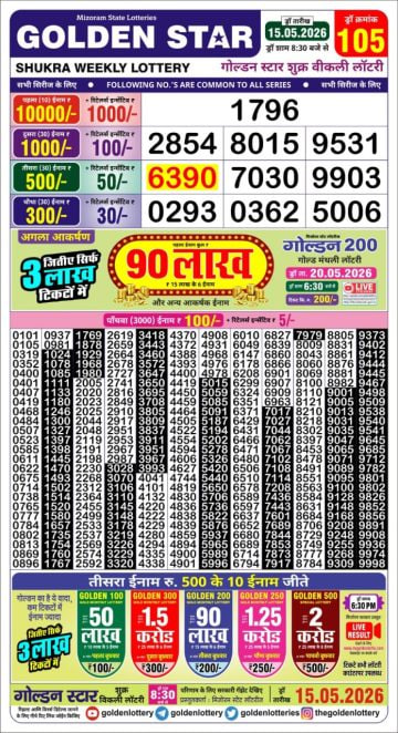 Golden-Star Weekly Lottery Result-8:30 pm