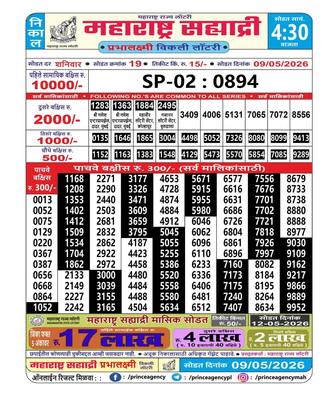 Maharashtra Sahyadri 4:30 PM Result