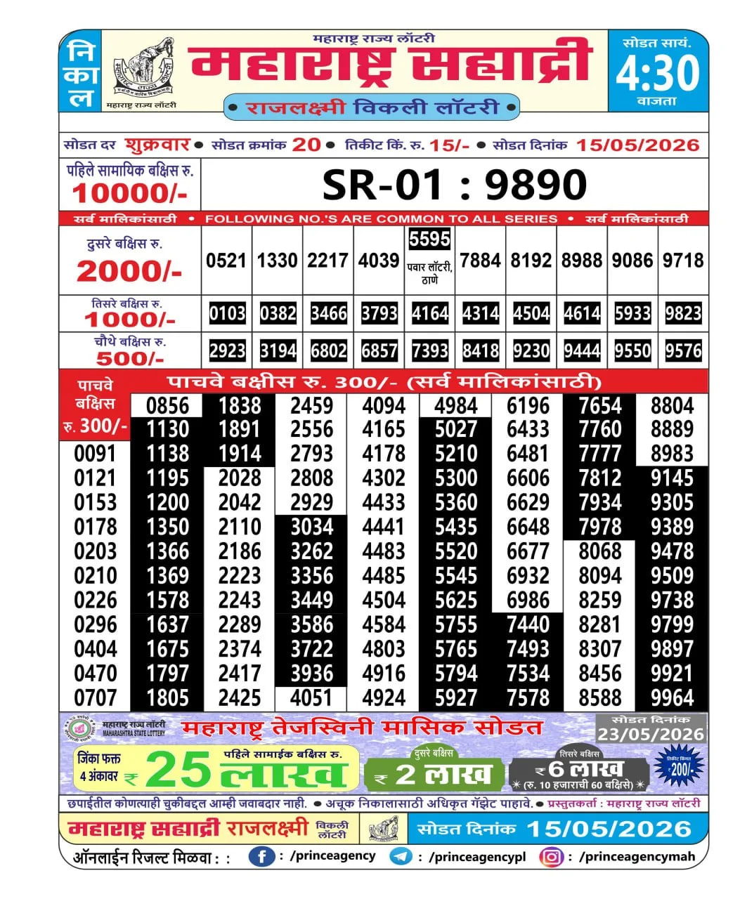 Maharashtra Sahyadri 4:30 PM Result