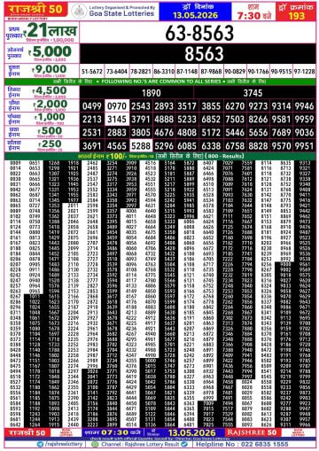 Rajshree 50 7:30 PM Result
