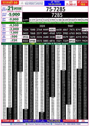 Rajshree 50 7:30 PM Result