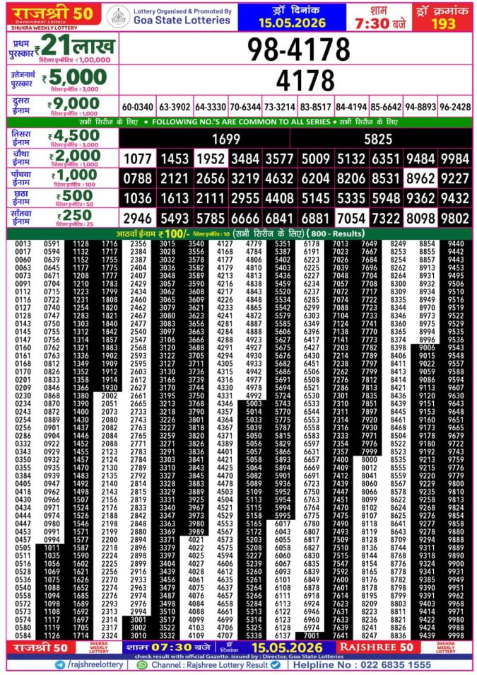 Rajshree 50 7:30 PM Result