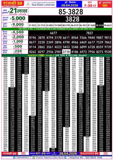 Rajshree 50 7:30 PM Result