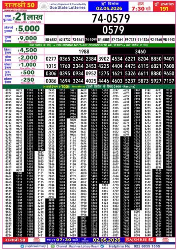 Rajshree 50 7:30 PM Result
