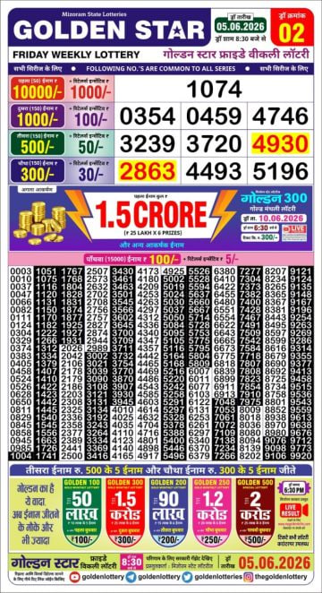 Golden-Star Weekly Lottery Result-8:30 pm
