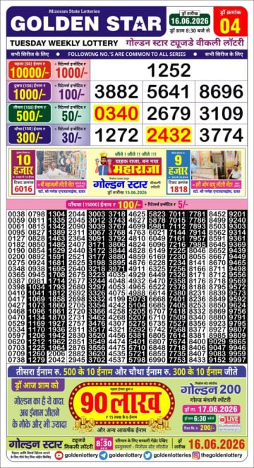 Golden-Star Weekly Lottery Result-8:30 pm
