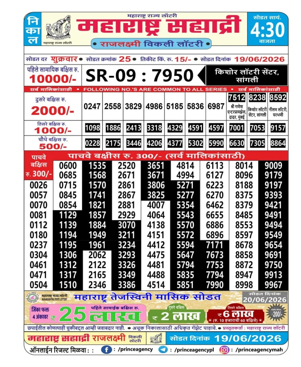 Maharashtra Sahyadri 4:30 PM Result