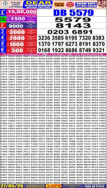 Punjab State Dear 50 6:30pm Lottery Result