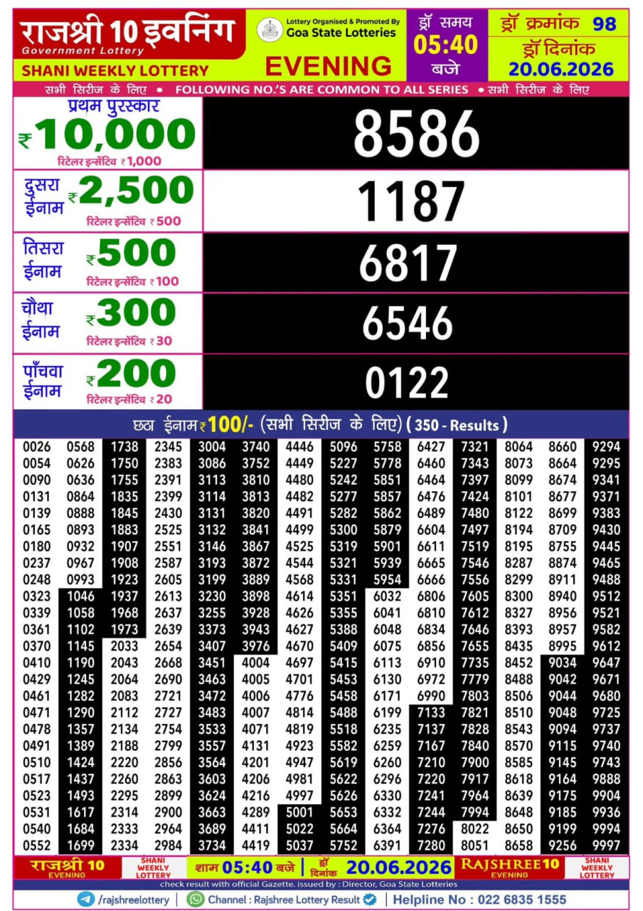 Rajshree 10 5:40 PM Result