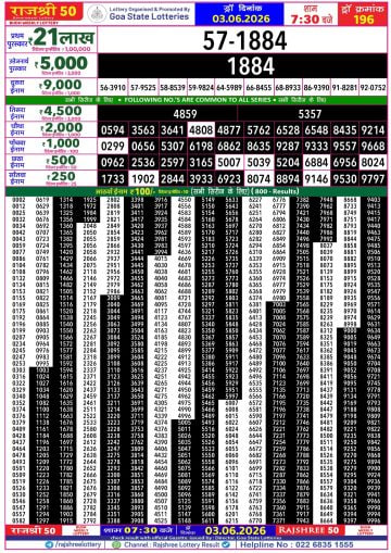 Rajshree 50 7:30 PM Result