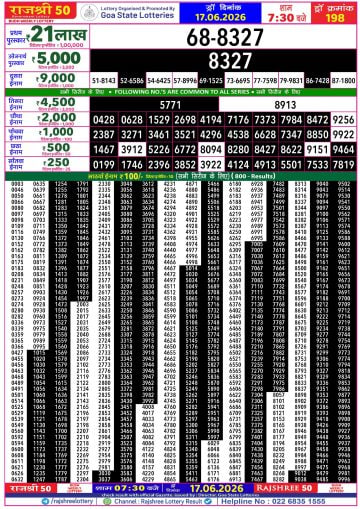Rajshree 50 7:30 PM Result