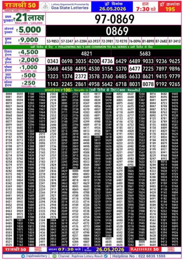 Rajshree 50 7:30 PM Result
