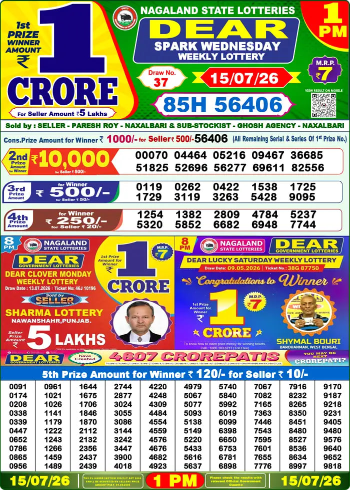 Dear Lottery 1 PM Result
