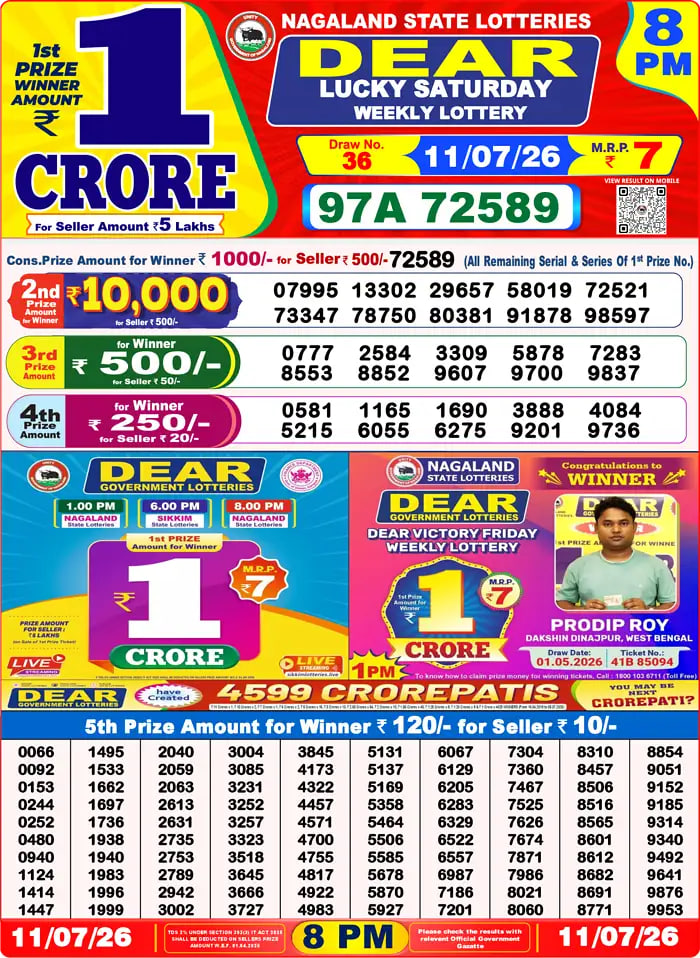 Dear Lottery Result 8&nbsp;PM – Live Draw Image