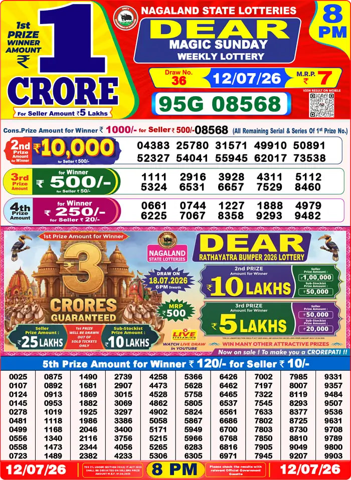 Dear Lottery Result 8&nbsp;PM – Live Draw Image
