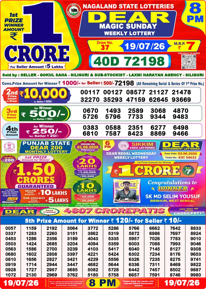 Dear Lottery Result 8&nbsp;PM – Live Draw Image