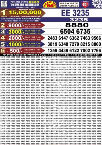 Punjab State Dear 50 6:30pm Lottery Result