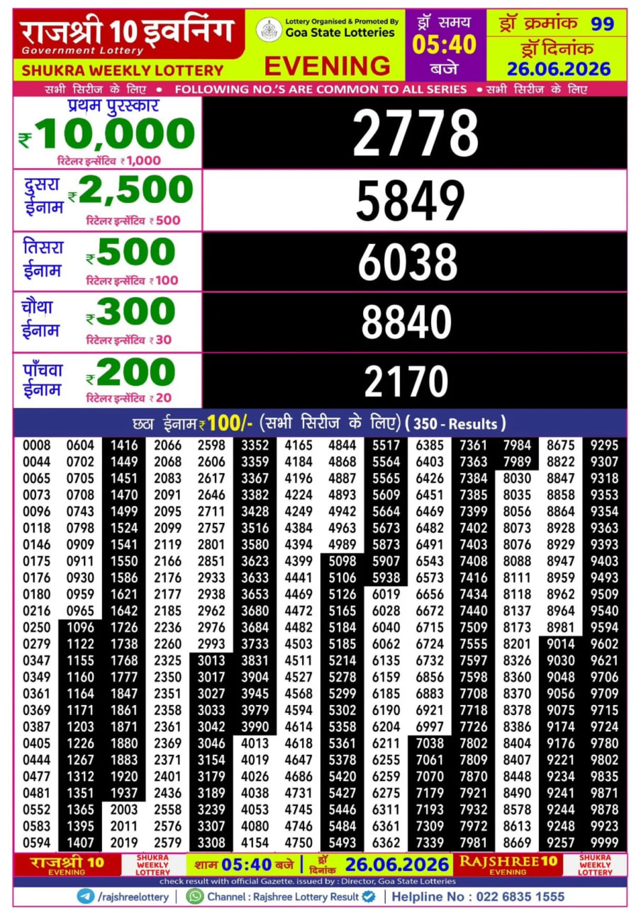 Rajshree 10 5:40 PM Result
