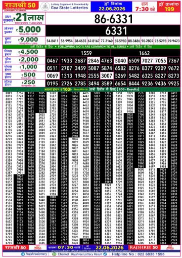 Rajshree 50 7:30 PM Result