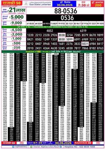 Rajshree 50 7:30 PM Result
