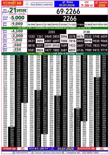 Rajshree 50 7:30 PM Result