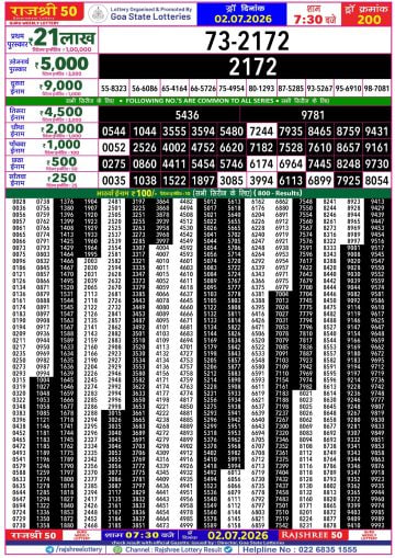 Rajshree 50 7:30 PM Result