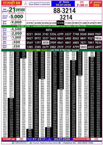 Rajshree 50 7:30 PM Result
