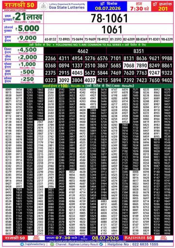 Rajshree 50 7:30 PM Result
