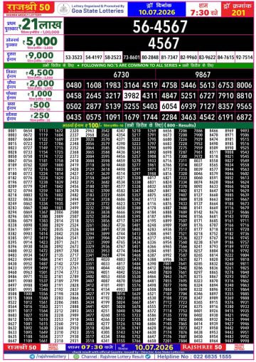 Rajshree 50 7:30 PM Result