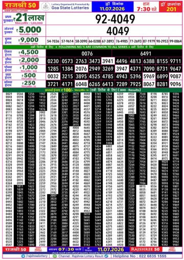 Rajshree 50 7:30 PM Result