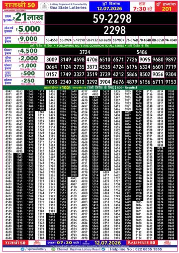 Rajshree 50 7:30 PM Result