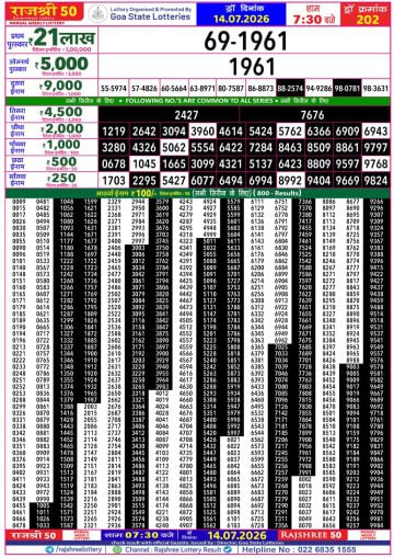 Rajshree 50 7:30 PM Result