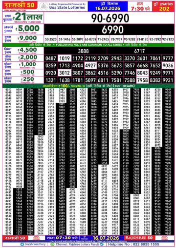Rajshree 50 7:30 PM Result