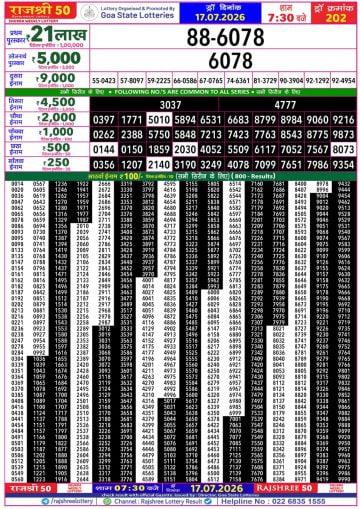 Rajshree 50 7:30 PM Result