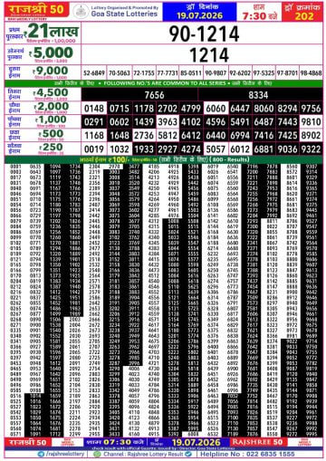 Rajshree 50 7:30 PM Result