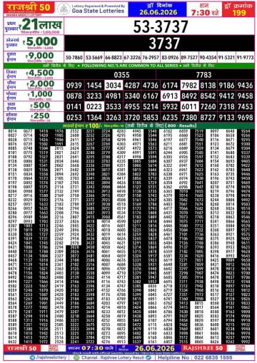 Rajshree 50 7:30 PM Result
