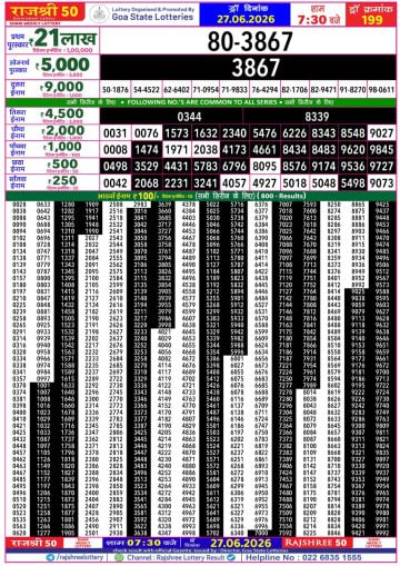 Rajshree 50 7:30 PM Result