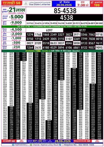 Rajshree 50 7:30 PM Result