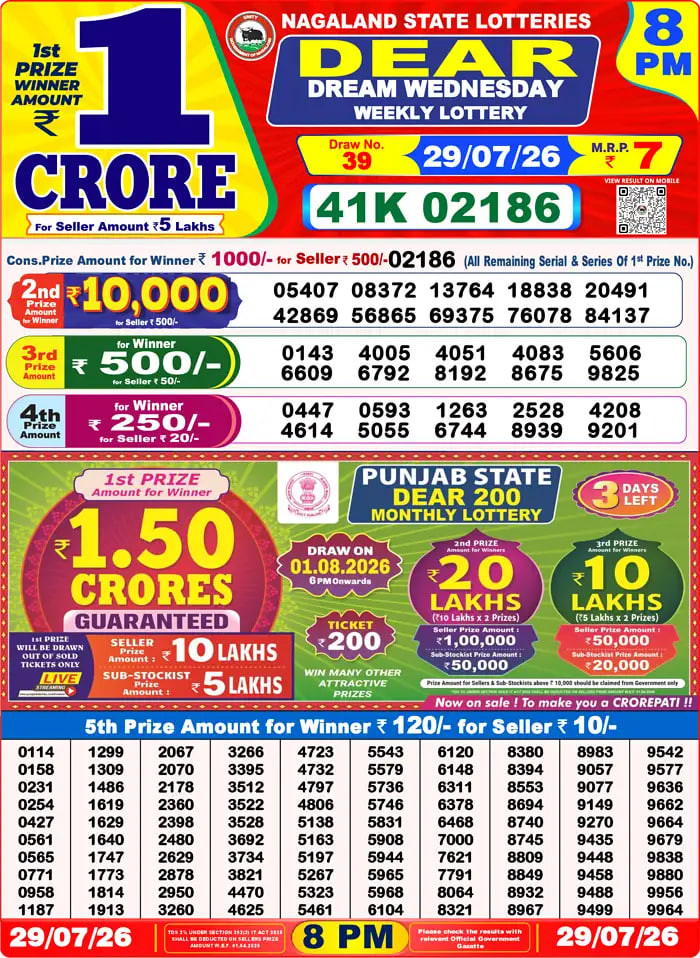Dear Lottery Result 8&nbsp;PM – Live Draw Image