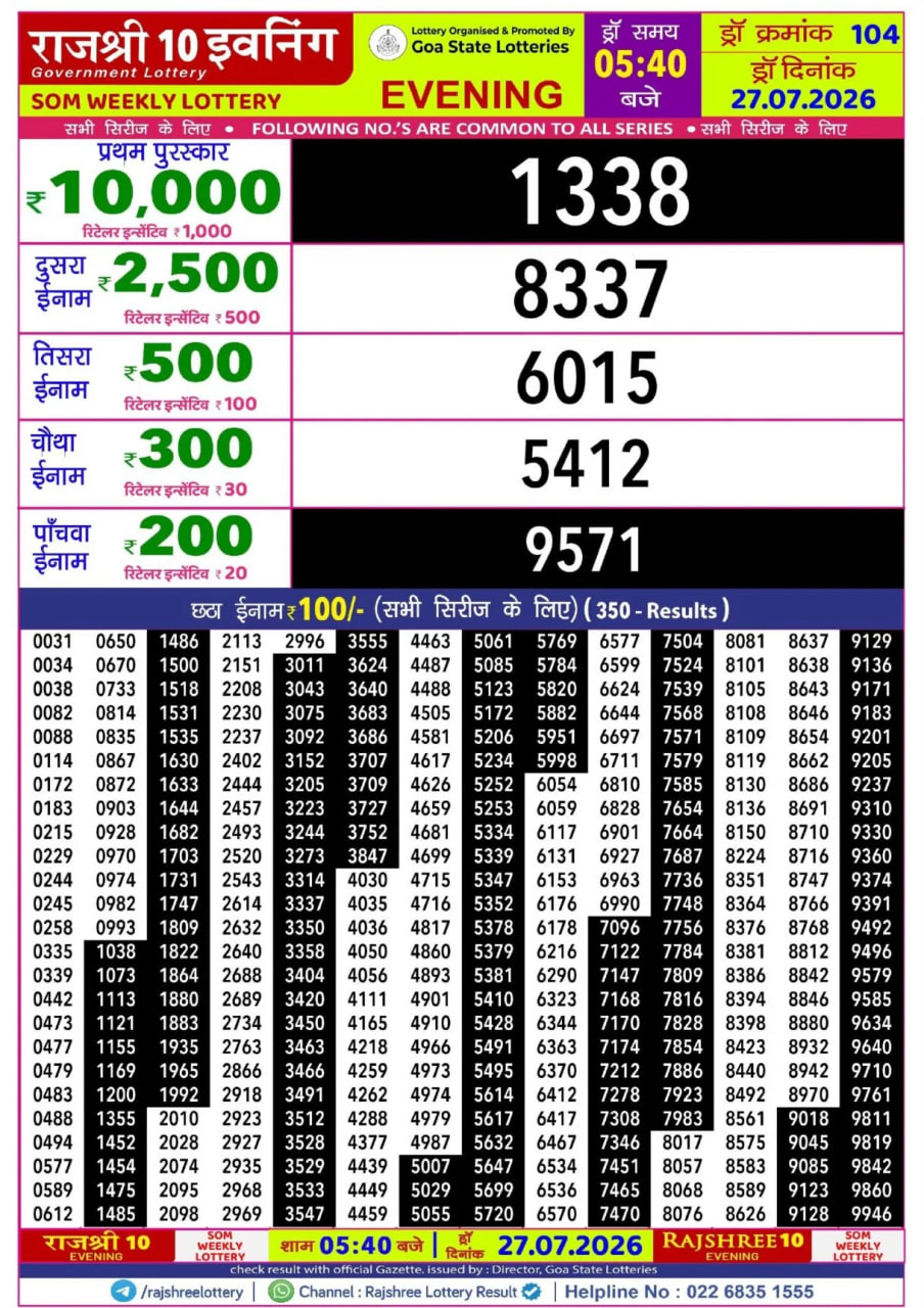 Rajshree 10 5:40 PM Result
