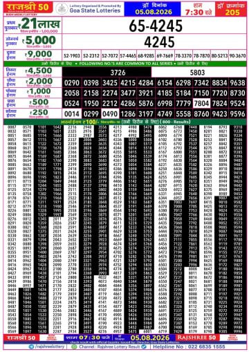 Rajshree 50 7:30 PM Result
