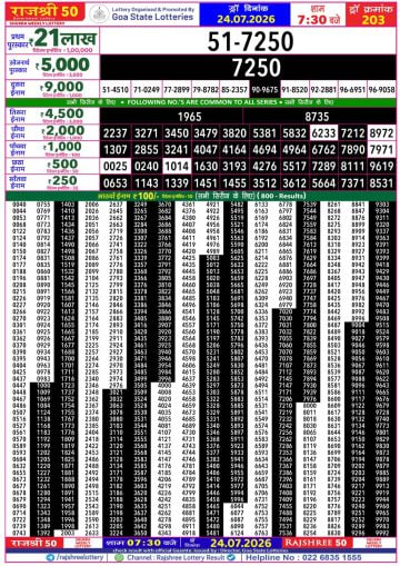 Rajshree 50 7:30 PM Result