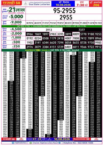 Rajshree 50 7:30 PM Result